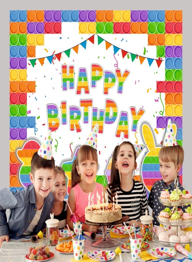 Party Baazaar Pop It Backdrop | Backdrop for Birthday Decoration | Happy Birthday Banner for Kids (Pack of 1, Multicolor, Size: 5x4 Feet) - Image 3