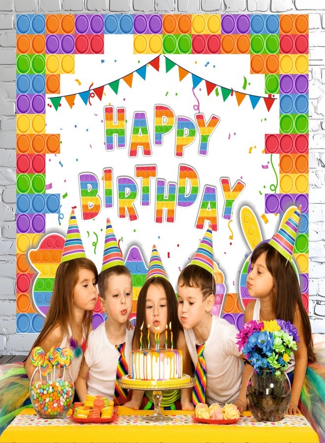 Party Baazaar Pop It Backdrop | Backdrop for Birthday Decoration | Happy Birthday Banner for Kids (Pack of 1, Multicolor, Size: 5x4 Feet) - Image 5