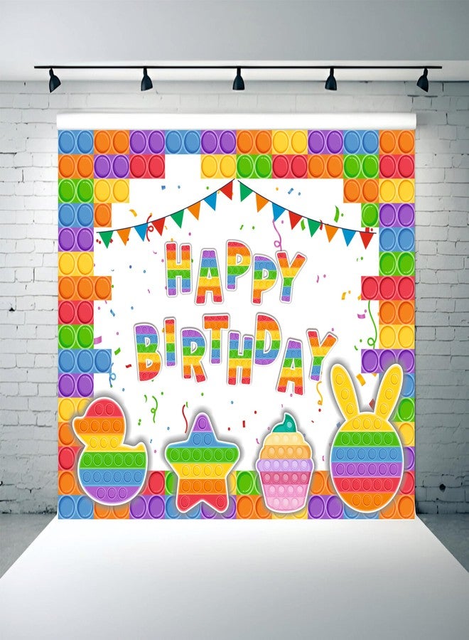 Party Baazaar Pop It Backdrop | Backdrop for Birthday Decoration | Happy Birthday Banner for Kids (Pack of 1, Multicolor, Size: 5x4 Feet) - Image 1
