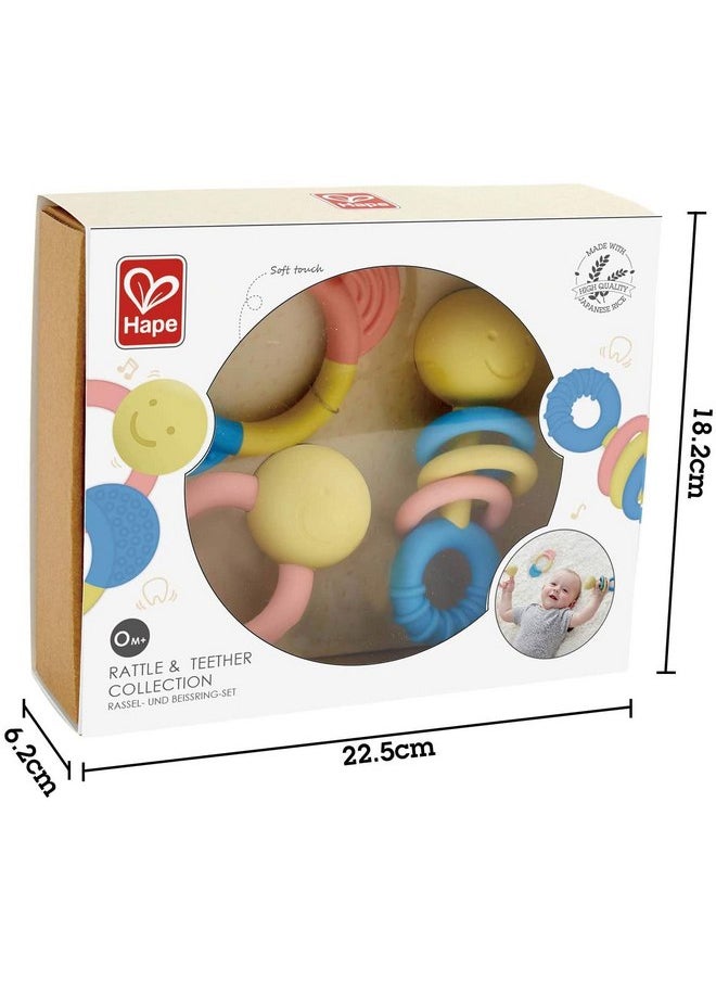 Hape - Hape Rattle & Teether Collection | 3-Piece Rattle & Teething Set for Babies, Soft Colors - Image 1
