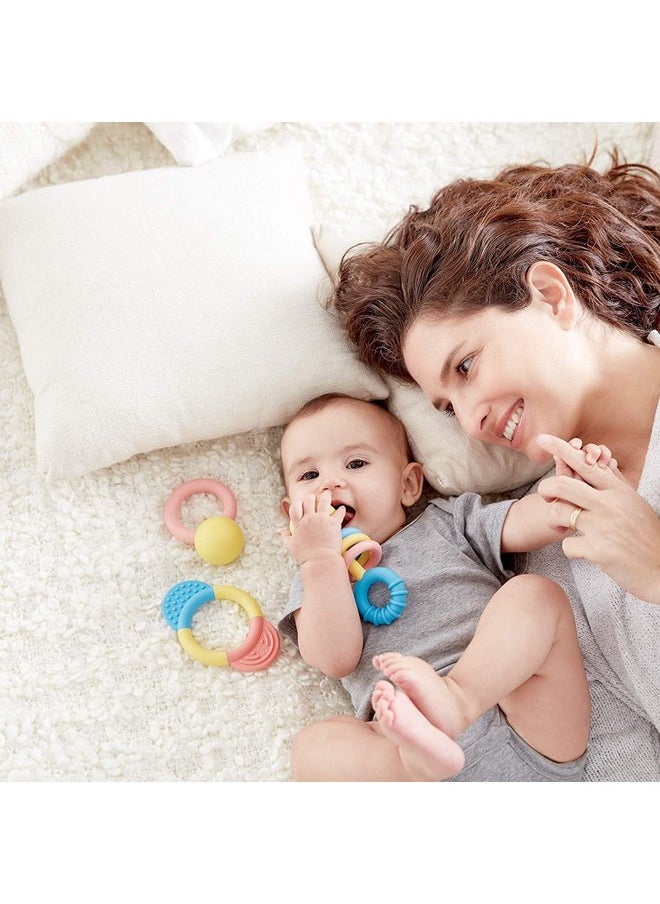 Hape - Hape Rattle & Teether Collection | 3-Piece Rattle & Teething Set for Babies, Soft Colors - Image 1