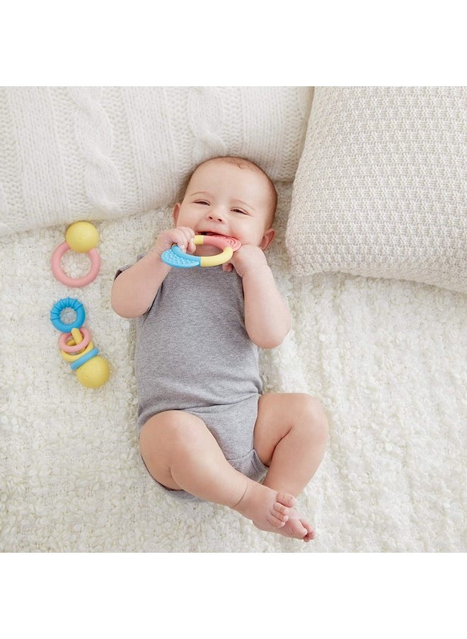 Hape - Hape Rattle & Teether Collection | 3-Piece Rattle & Teething Set for Babies, Soft Colors - Image 1
