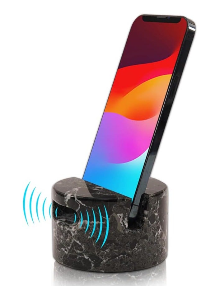 راديكالن حامل هاتف من الرخام الأسود | حامل هاتف محمول وآيفون مكتبي مصنوع يدويًا مقاس 3.5 بوصة - Image 1