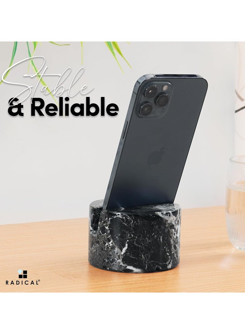 راديكالن حامل هاتف من الرخام الأسود | حامل هاتف محمول وآيفون مكتبي مصنوع يدويًا مقاس 3.5 بوصة - Image 5