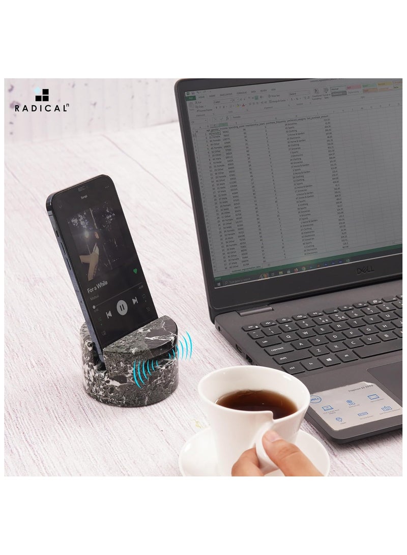 راديكالن حامل هاتف من الرخام الأسود | حامل هاتف محمول وآيفون مكتبي مصنوع يدويًا مقاس 3.5 بوصة - Image 3