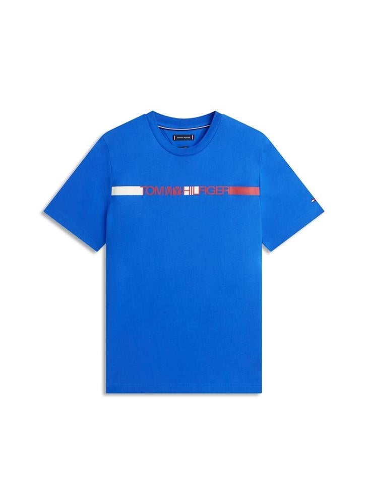 TOMMY HILFIGER Logo Stripe Jersey Crew Neck T-Shirt - Image 5