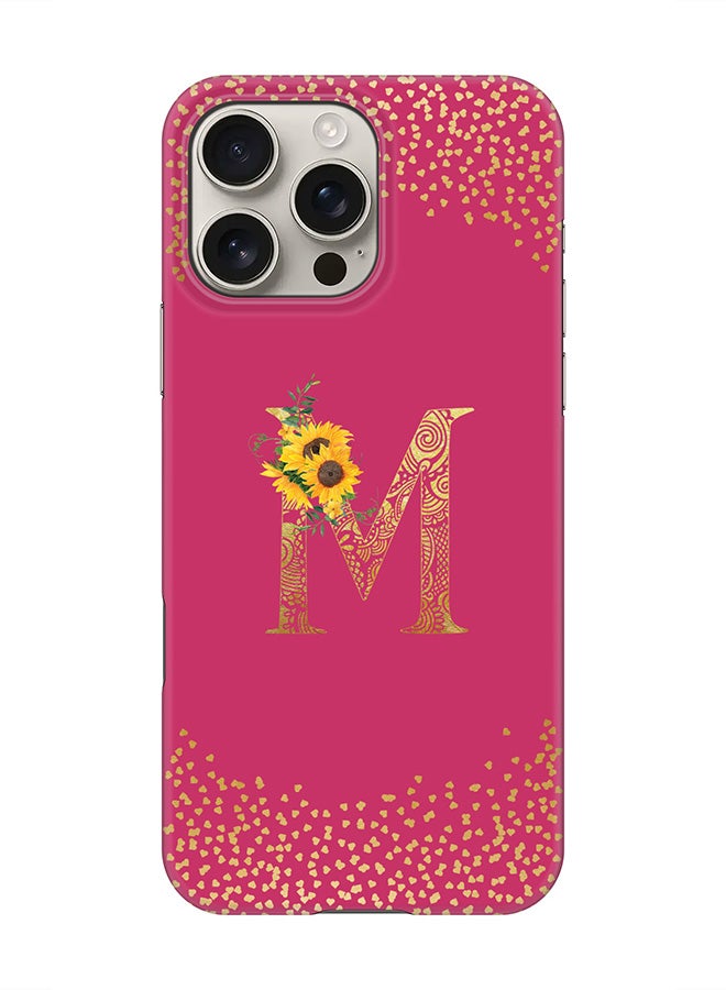 Stylizedd For iPhone 16 Pro Max,Case, [Compatible with MagSafe] Magnetic cover Slim fit Protection Matte, - Custom Floral Monogram - M ( Deep Pink )  - Image 1