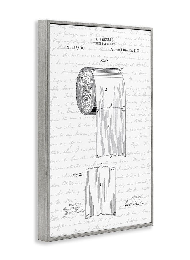 Stupell Industries Toilet Paper Roll Patent Black And White Bathroom Design' by Lettered and Lined Gray Framed Art, 16 x 20 - Image 3