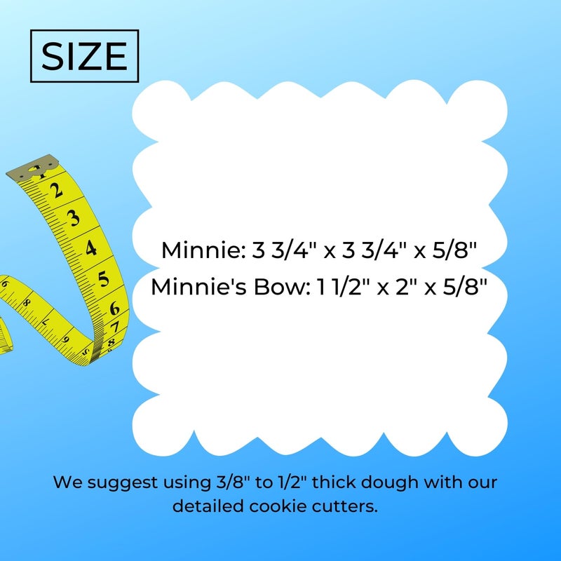 YNGLLC MINNIE MOUSE AND HER BOW CARTOON CHARACTER SET OF 2 SPECIAL OCCASION COOKIE CUTTERS 3D PRINTED MADE IN USA PR1539 - Image 3