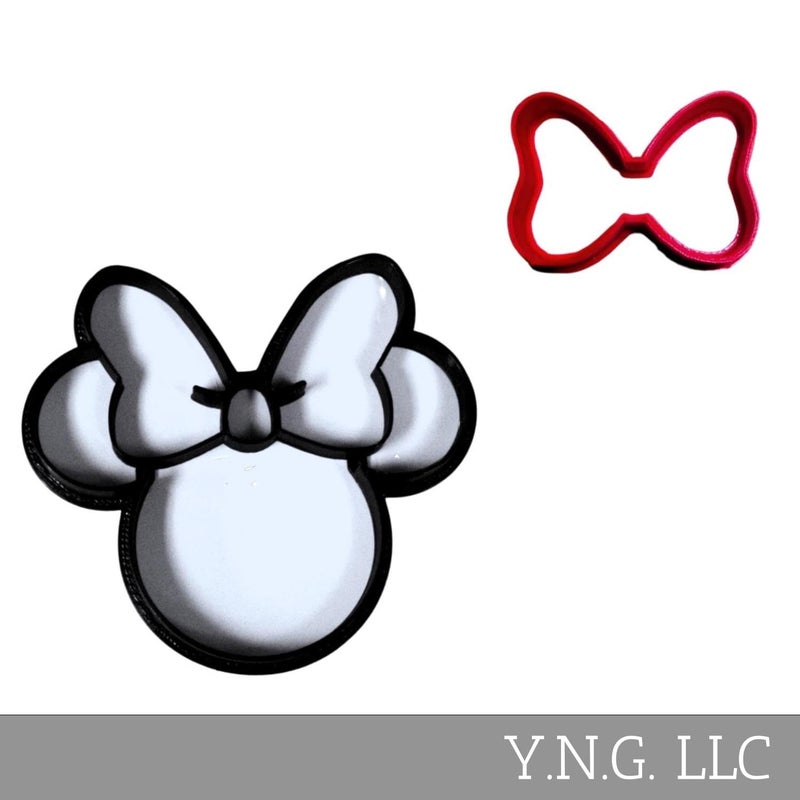 YNGLLC MINNIE MOUSE AND HER BOW CARTOON CHARACTER SET OF 2 SPECIAL OCCASION COOKIE CUTTERS 3D PRINTED MADE IN USA PR1539 - Image 2