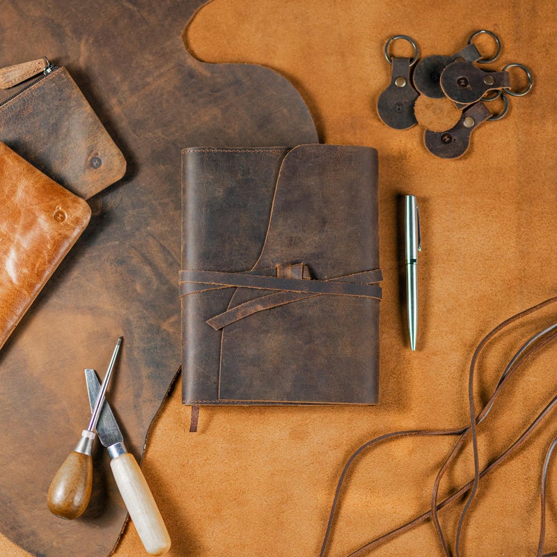 moonster Leather Journal Refillable Notebook - Writing Journals for Women, Mens Journal Leather Notebook Cover with Pen - Leather Bound Lined Paper A5 Travelers Diary - Travel Journal for Writing - Image 2