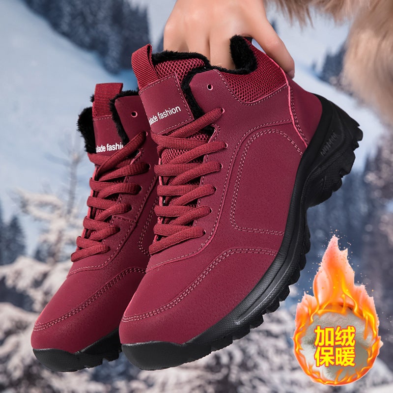 Winter Women''s Shoes Large Size 46 Men''s Velvet Warm Thickened Walking Shoes Non-Slip Middle-Aged and Elderly Cotton Shoes High-Top Shoes and Boots - Image 2