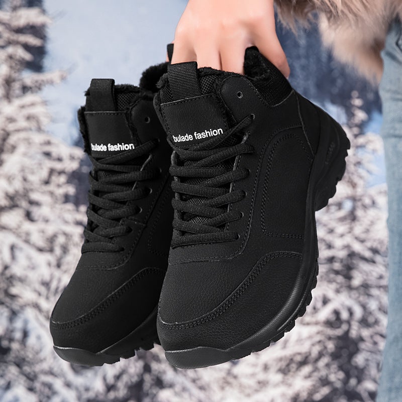 Winter Women''s Shoes Large Size 46 Men''s Velvet Warm Thickened Walking Shoes Non-Slip Middle-Aged and Elderly Cotton Shoes High-Top Shoes and Boots - Image 1
