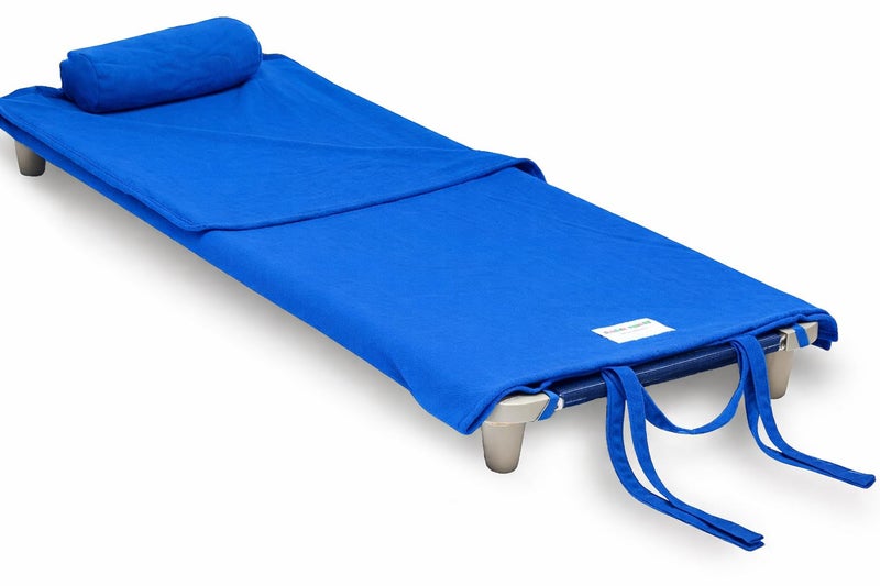 Rollee Pollee Kindergarten Nap Sac RollUp Boys and Girls Toddler Blanket with Attached Pillow Soft Fleece Preschool Nap Mat for Daycare or Travel Machine Washable Royal Blue - Image 2
