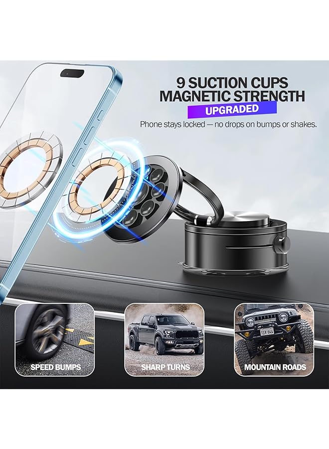 كاست ويف حامل هاتف مغناطيسي للسيارة مع أكواب شفط قوية مزدوجة، حامل هاتف حر اليدين قابل للتعديل بزاوية 360 درجة للسيارات ولوحة القيادة والصالة الرياضية والمرايا والأسطح الملساء، قبضة آمنة مضادة للسقوط - Image 2