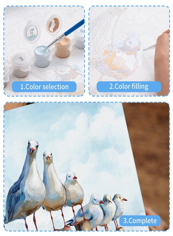 SUMGAR DIY Paint by Numbers Kit for Adults Beginner Seagull Blue Sea Paint by Numbers 16x20 Inch Without Frame Realistic Acrylic Oil Painting Drawing Craft Work Set with Brushes - Image 5