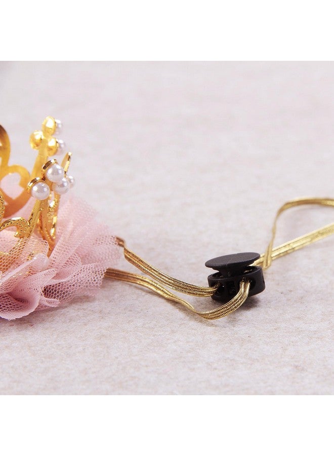 Nishine Nishine Gold/Silver Crown Headband for Dog Cat Pink Tulle Mesh Crown Tiara Pet Crown Hairband Hat Party Costume (Pearl&Gold)  - Image 4