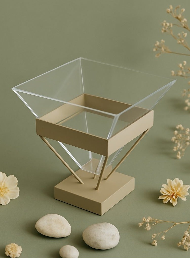 Raz Modern Ramadan Acrylic Dessert Stand – Elegant Geometric Design with Crescent Lid  - Image 1