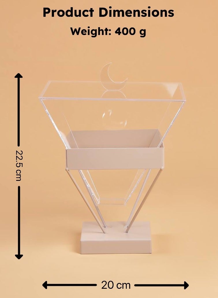 Raz Modern Ramadan Acrylic Dessert Stand – Elegant Geometric Design with Crescent Lid  - Image 4