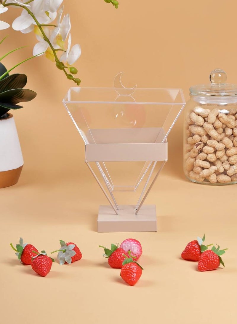 Raz Modern Ramadan Acrylic Dessert Stand – Elegant Geometric Design with Crescent Lid  - Image 3