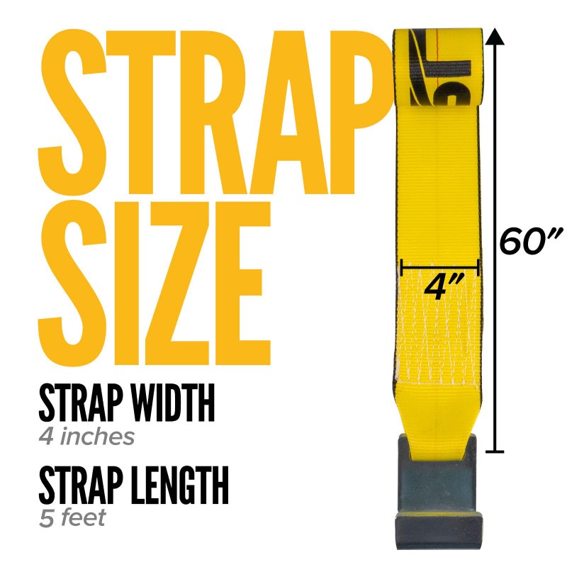 US Cargo Control 4 Inch x 5 Feet Roll Off Container Winch Strap with Flat Hook, Heavy Duty Trailer Winch Strap for Cargo Securement, 5,400 lbs Working Load Limit, Large Flat Hook for Easy Fastening - Image 2