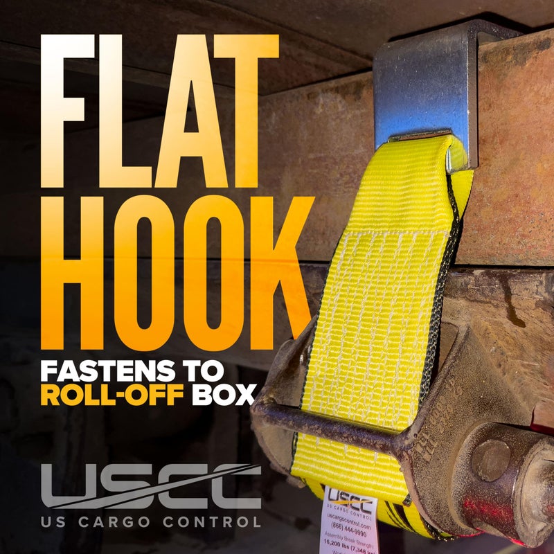 US Cargo Control 4 Inch x 5 Feet Roll Off Container Winch Strap with Flat Hook, Heavy Duty Trailer Winch Strap for Cargo Securement, 5,400 lbs Working Load Limit, Large Flat Hook for Easy Fastening - Image 5