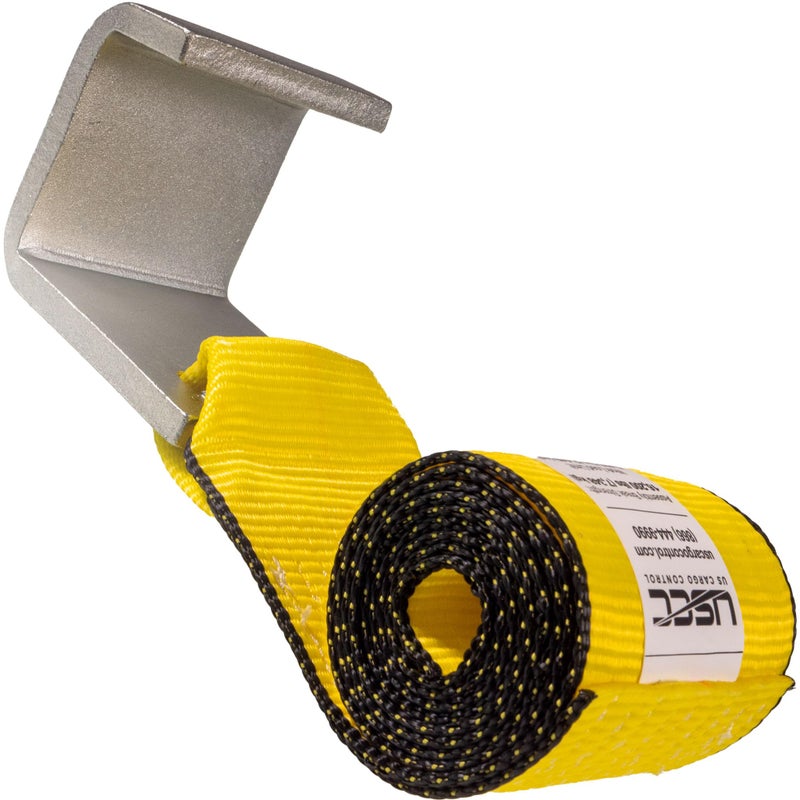 US Cargo Control 4 Inch x 5 Feet Roll Off Container Winch Strap with Flat Hook, Heavy Duty Trailer Winch Strap for Cargo Securement, 5,400 lbs Working Load Limit, Large Flat Hook for Easy Fastening - Image 1