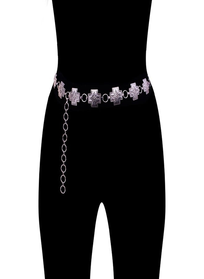 Wonderent Western Small Square Metal-Etched Cross Chain Belt No. 21 - Image 3