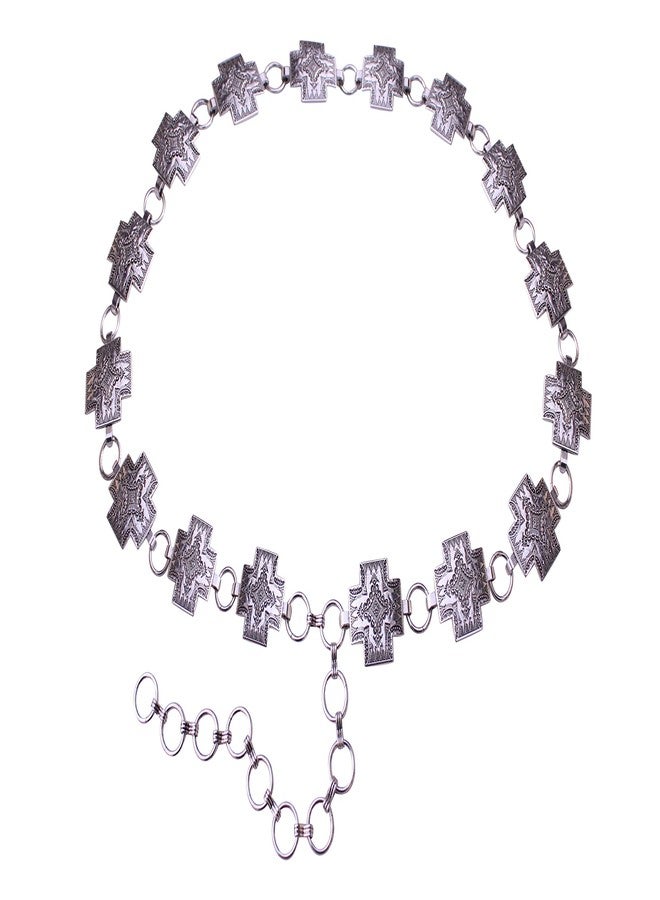 Wonderent Western Small Square Metal-Etched Cross Chain Belt No. 21 - Image 1