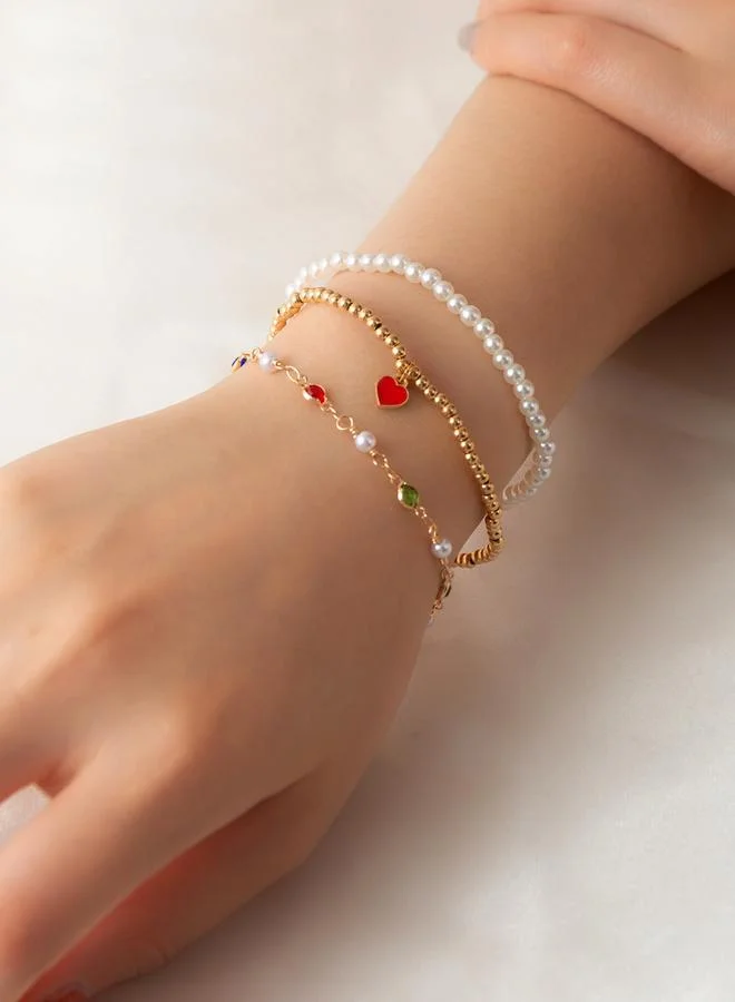 تايك تو مجموعة من 3 أساور يد مزينة بالخرز