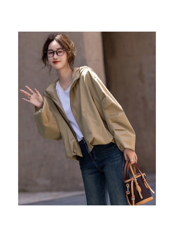Dme "brave Wilderness" Spring And Autumn Black Technology Three-proof Hooded Elegant Pleated Short Style Pee Women's Coat - Image 1