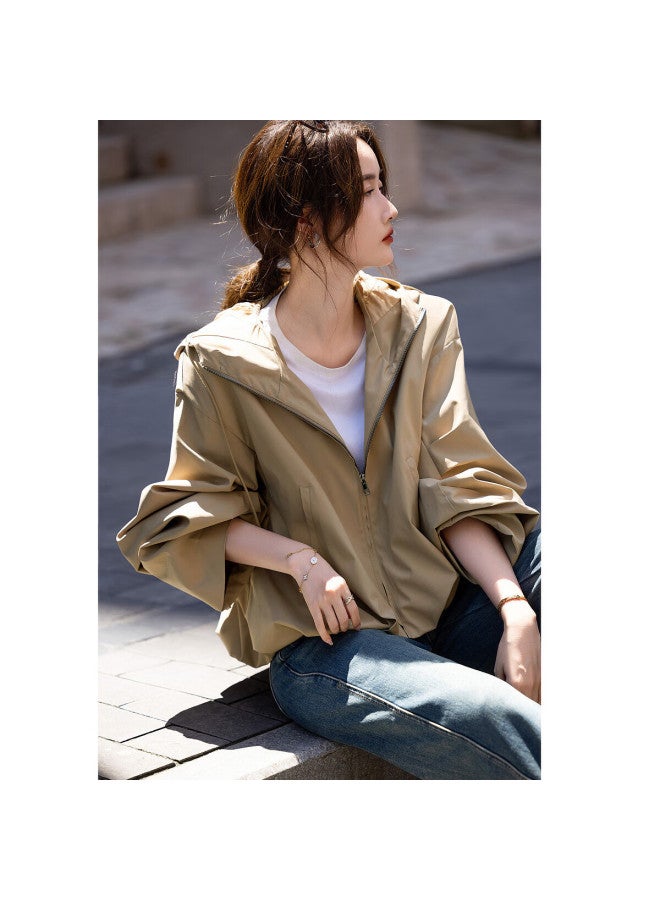 Dme "brave Wilderness" Spring And Autumn Black Technology Three-proof Hooded Elegant Pleated Short Style Pee Women's Coat - Image 2