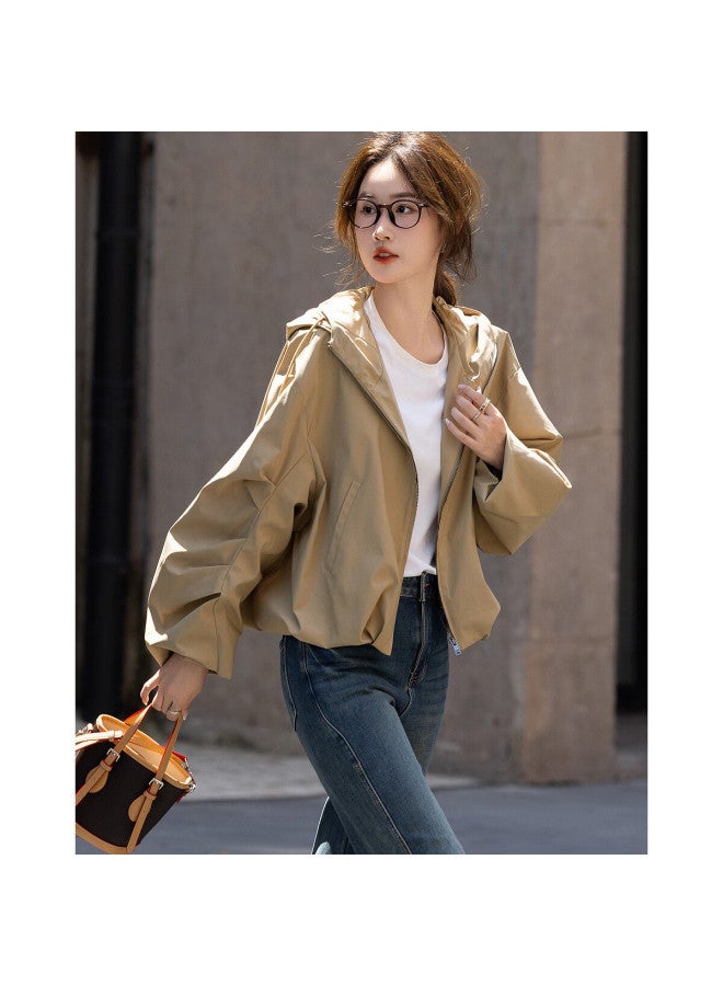 Dme "brave Wilderness" Spring And Autumn Black Technology Three-proof Hooded Elegant Pleated Short Style Pee Women's Coat - Image 4