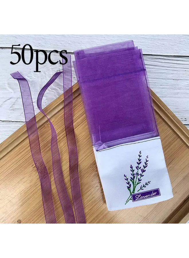 50pcs Lavender Sachet Bags Empty Drawstring for DIY Floral Closet Drawer Gift - Image 1