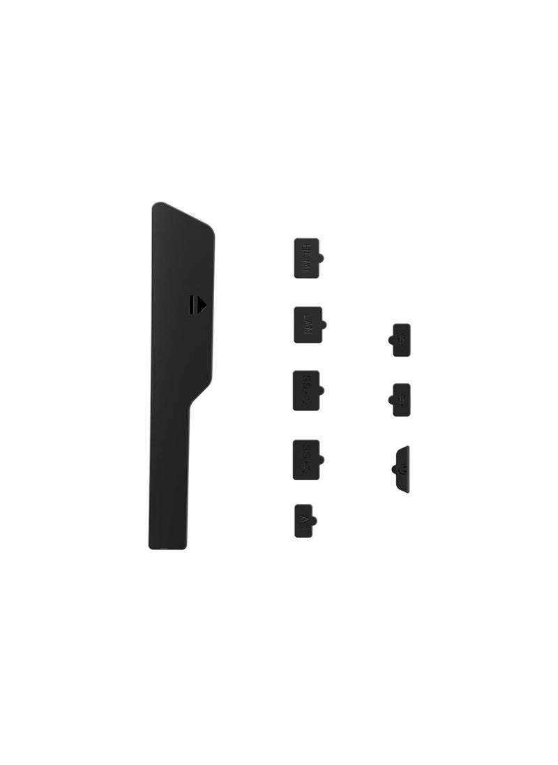 IINE - Soft Silicone Dust Plugs Set USB Interface Anti-Dust Cover Dustproof Plug Game Console Accessories Parts Kits Compatible with Sony Playstation PS5 Slim (Black, Pack of 9) - Image 1