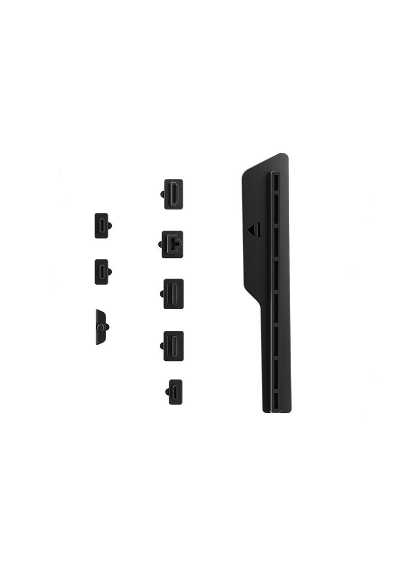 IINE - Soft Silicone Dust Plugs Set USB Interface Anti-Dust Cover Dustproof Plug Game Console Accessories Parts Kits Compatible with Sony Playstation PS5 Slim (Black, Pack of 9) - Image 1