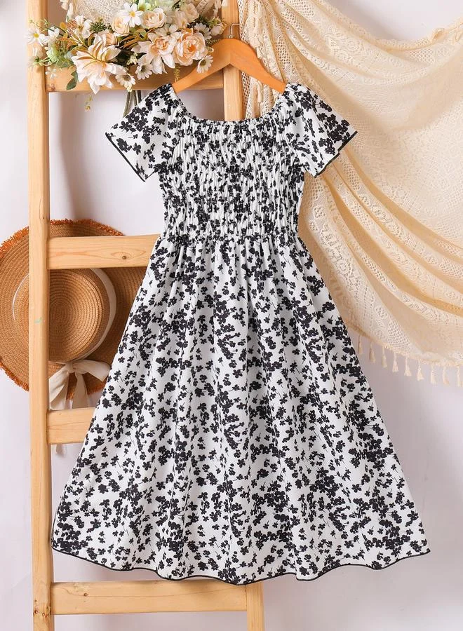 Take Two Girls Red Floral Print A-Line Knee-Length Dress
