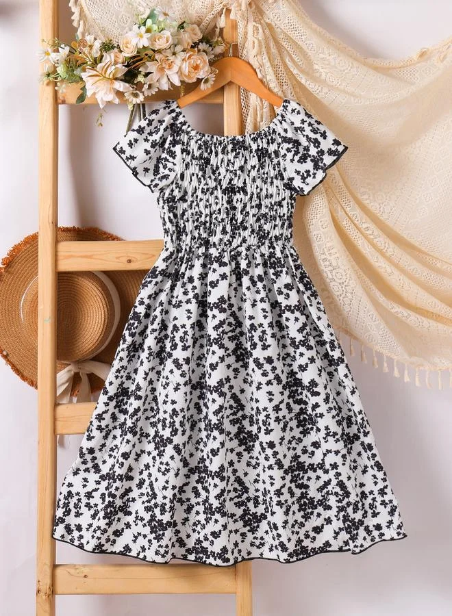 Take Two Girls Red Floral Print A-Line Knee-Length Dress