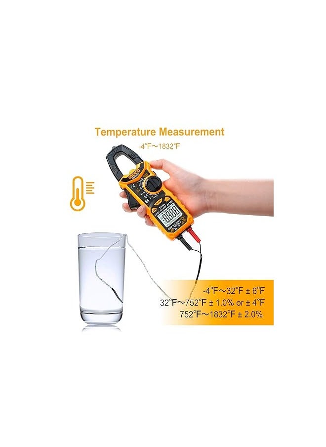 INGCO - inGCO Auto Ranging Digital Clamp Meter TRMS 6000 Counts Measures AC/DC Voltage AC/DC Current Resistance Capacitance Diode Test Temperature DCM6005 - Image 1