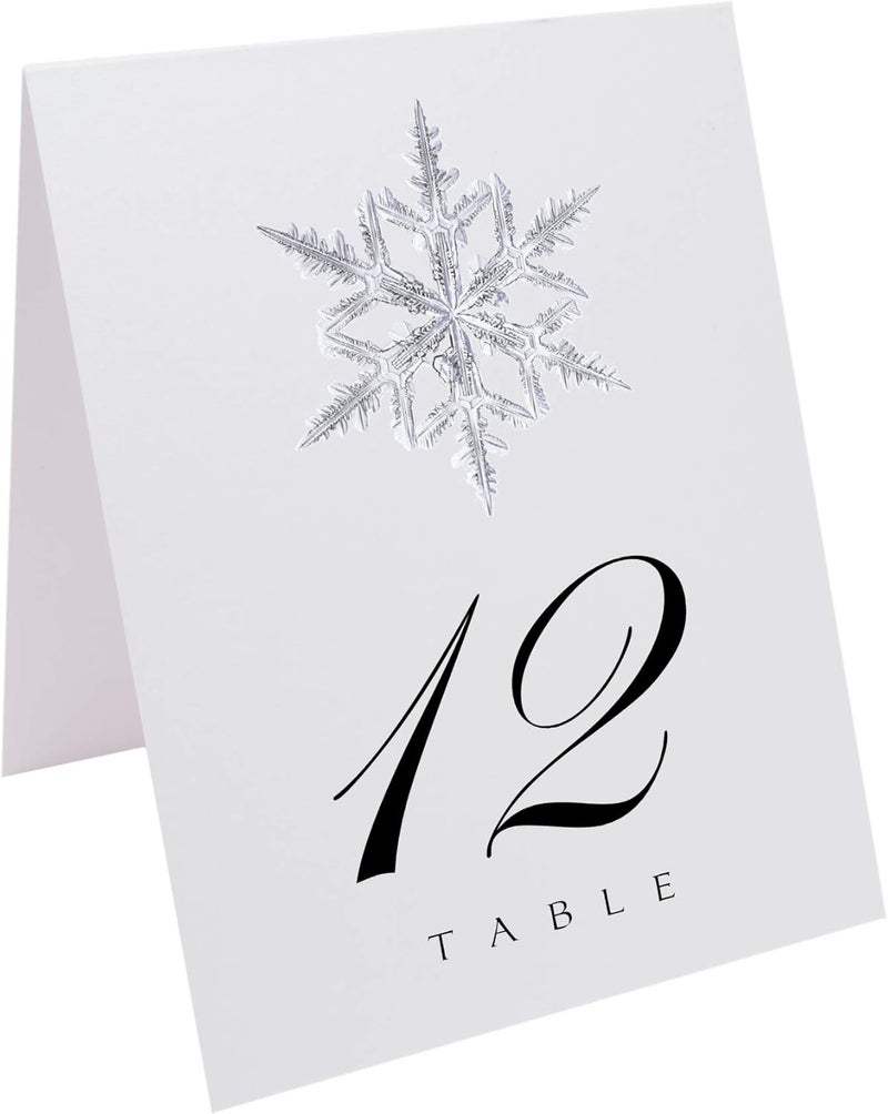 Documents and Designs Christmas and Holiday Snowflake Wedding Table Numbers 125 Double Sided Tent or Use in a Stand Great for Parties  Restaurants  Made in the USA  - Image 2