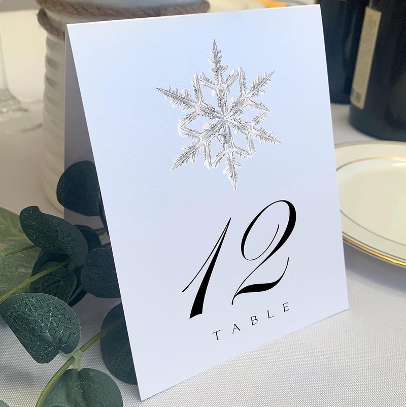 Documents and Designs Christmas and Holiday Snowflake Wedding Table Numbers 125 Double Sided Tent or Use in a Stand Great for Parties  Restaurants  Made in the USA  - Image 1