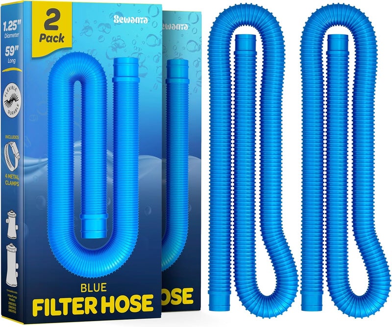 SEWANTA Replacement Hose For Above Ground Pools [Set of 2] 1.25" Diameter, 59" Long Accessory Pool Pump Replacement Hose - Filter Pump Hose Compatible with Intex Pump Models #607/#637 - Image 1