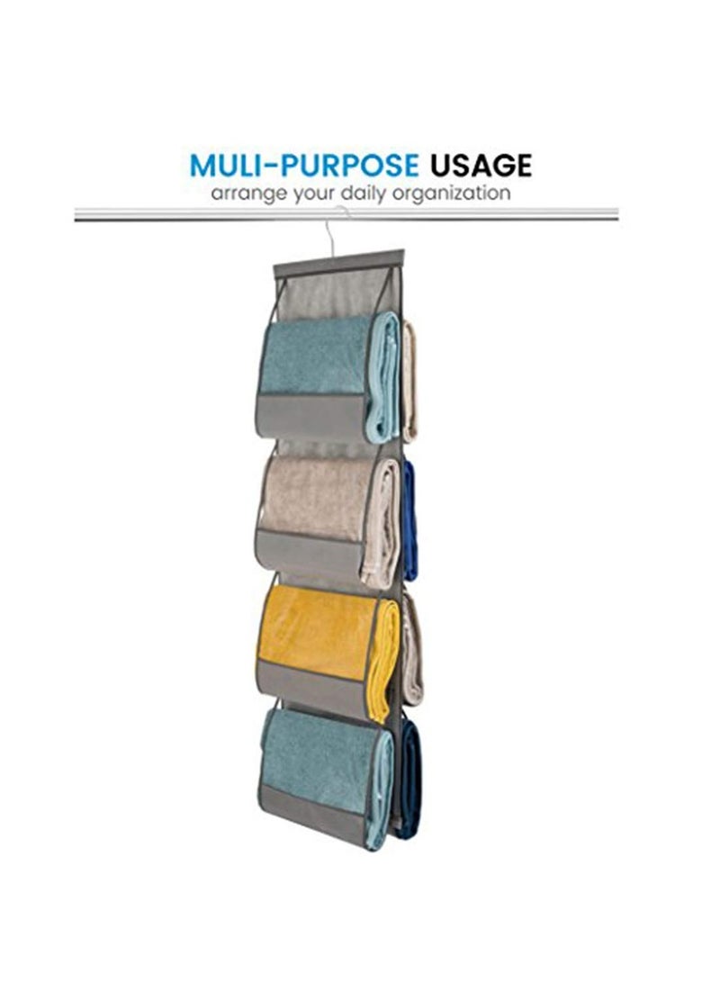 SYOSI SYOSI Hanging Purse Organizer For Closet Clear Handbag Organizer For Purses, Handbags Etc. 8 Easy Access Clear Vinyl Pockets With 360 Degree Swivel Hook, Gray, 48” L x 13.8” W  - Image 4