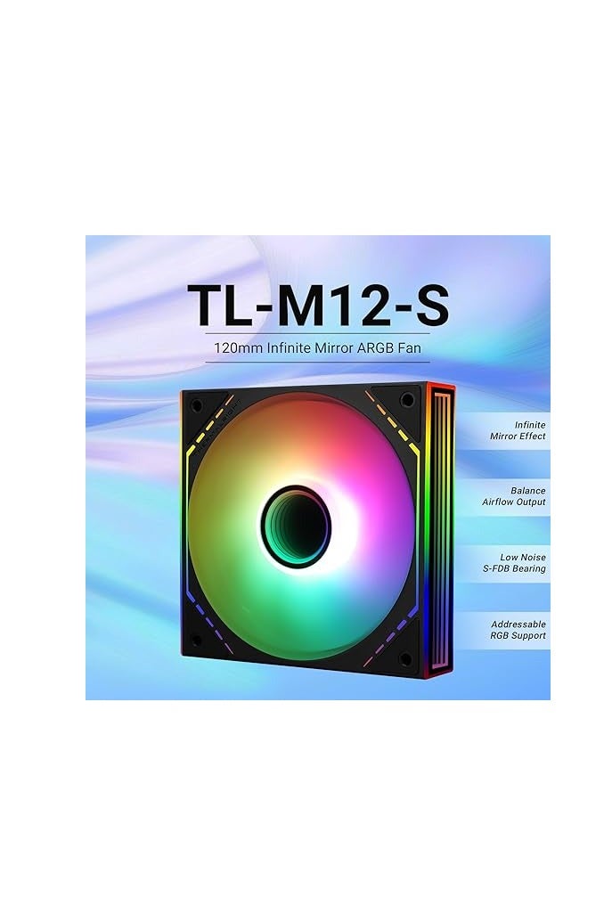 ثيرمالرايت مروحة تبريد وحدة المعالجة المركزية TL-M12-S 120 ملم ARGB تاتي مع تأثير إضاءة مرآة ARGB من ثيرمال رايت، مروحة صامتة بي دبليو ام للكمبيوتر بسرعة 1500 دورة في الدقيقة، مروحة للكمبيوتر، أسود العلامة التجارية: ثيرمال رايت - Image 2