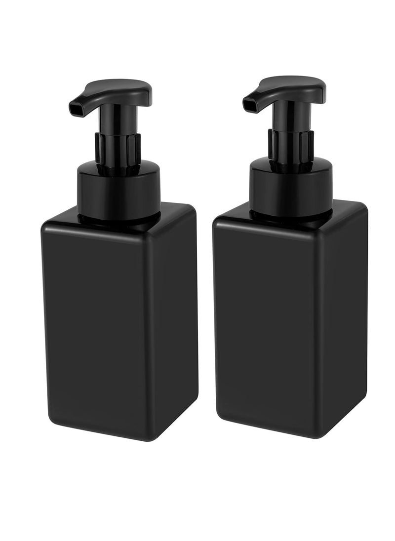 UUJOLY UUJOLY Foaming Soap Dispenser, 15oz Refillable Pump Bottle Plastic for Liquid Soap, Shampoo, Body Wash, 2 Pcs, Black  - Image 1