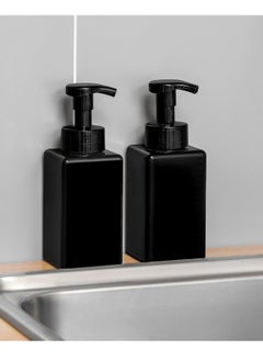 UUJOLY UUJOLY Foaming Soap Dispenser, 15oz Refillable Pump Bottle Plastic for Liquid Soap, Shampoo, Body Wash, 2 Pcs, Black  - Image 2
