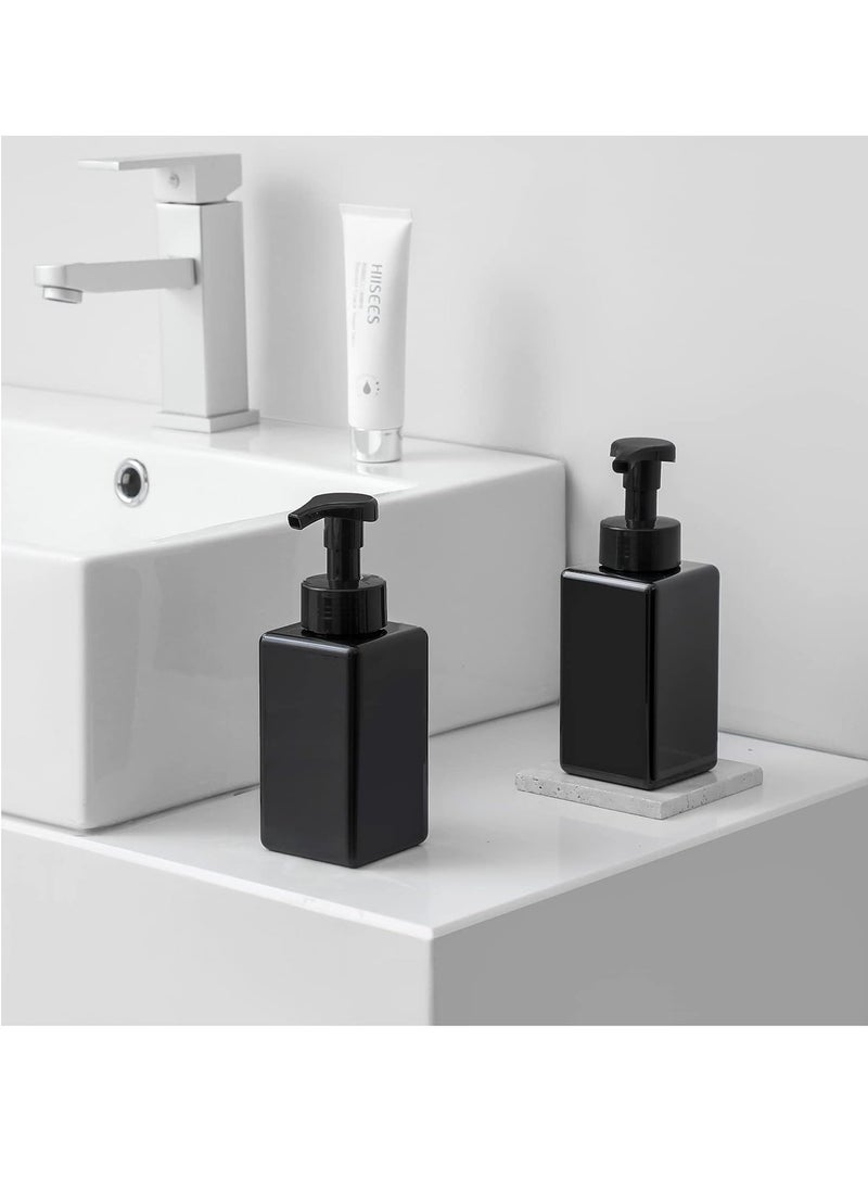 UUJOLY UUJOLY Foaming Soap Dispenser, 15oz Refillable Pump Bottle Plastic for Liquid Soap, Shampoo, Body Wash, 2 Pcs, Black  - Image 3
