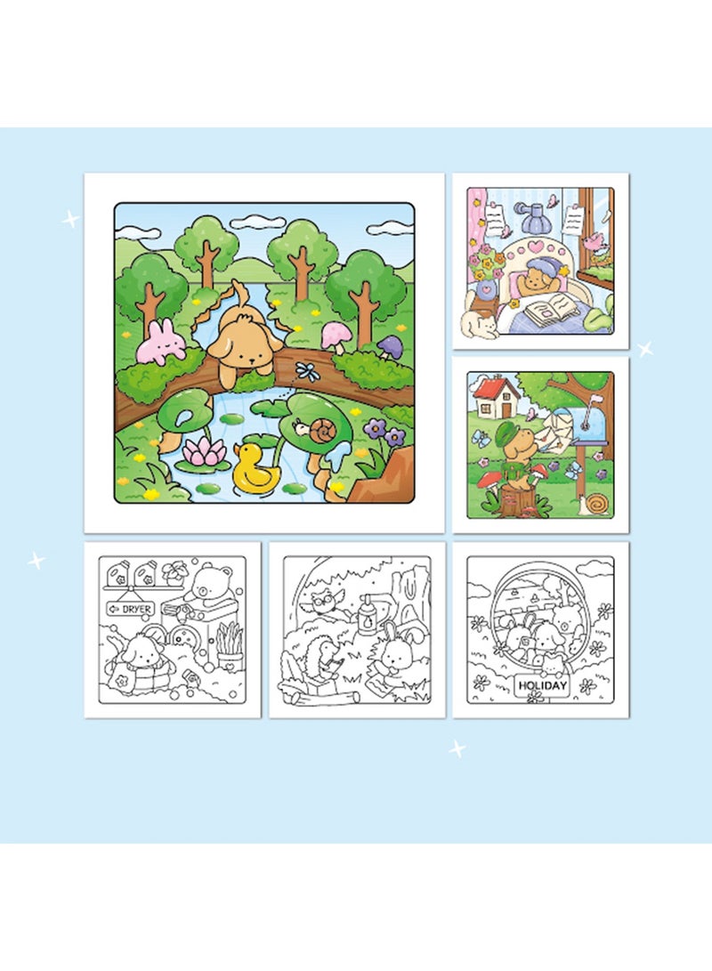 Aurafly Cozy Friends Series Coloring Book for Adults and Teens Featuring Super Cute Animal Characters with Easy and Simple Designs for Relaxation 40 Hand Drawn Pages Ready for Coloring，Mindfulness Illustrations | Relaxing Anti-Anxiety Art Therapy - Image 3