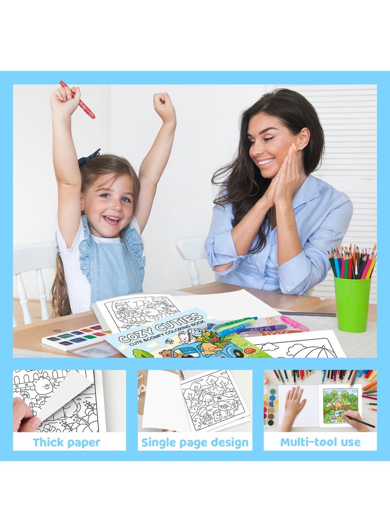 Aurafly Cozy Friends Series Coloring Book for Adults and Teens Featuring Super Cute Animal Characters with Easy and Simple Designs for Relaxation 40 Hand Drawn Pages Ready for Coloring，Mindfulness Illustrations | Relaxing Anti-Anxiety Art Therapy - Image 4