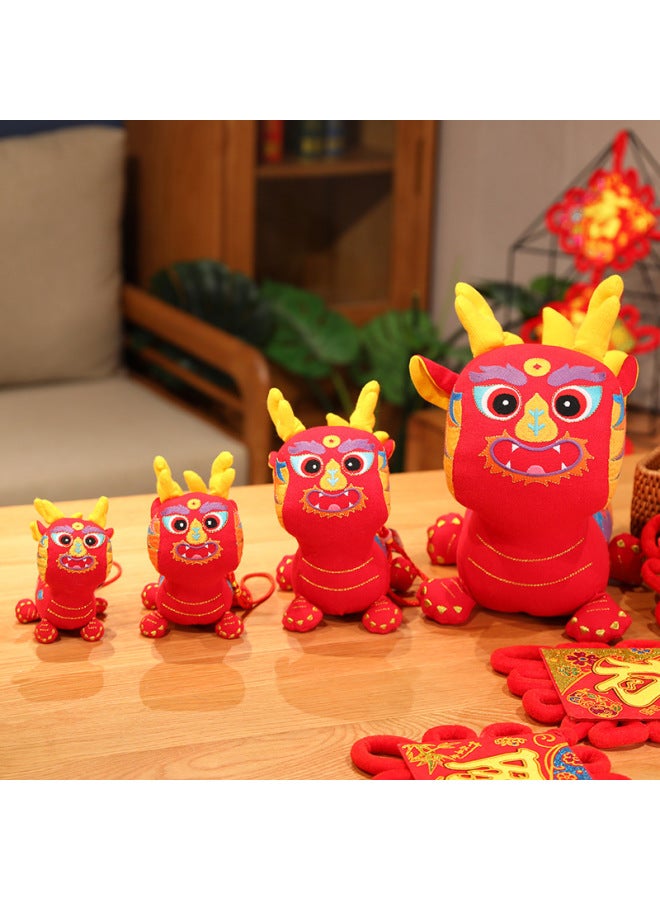 Felt Fabric Five Fortunes Dragon Year Mascot Plush Toy Soft Stuffed Animal Doll Hanging Ornament For Year Celebration-Color:National Tide Cloth Dragon 【yellow】】-Height:30cm - Image 2